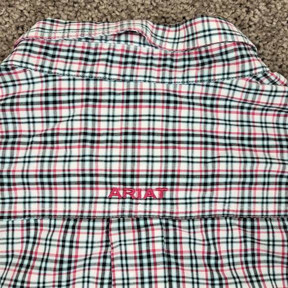 ARIAT PRO SERIES Mens Plaid Long Sleeve Button Up Shirt Red Green White XL TG - Picture 7 of 11